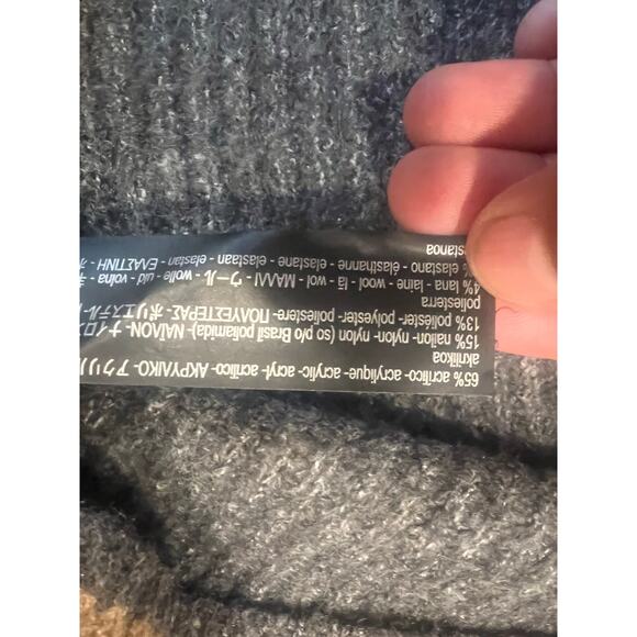 ZARA Women’s Chunky Oversized  Knit Turtleneck Sweater Gray Striped Medium - Picture 4 of 6